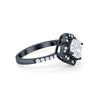 925 Sterling Silver Round Cubic Zirconia Cushion Art Wedding Engagement Ring