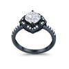 925 Sterling Silver Round Cubic Zirconia Cushion Art Wedding Engagement Ring