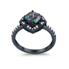 925 Sterling Silver Round Cubic Zirconia Cushion Art Wedding Engagement Ring