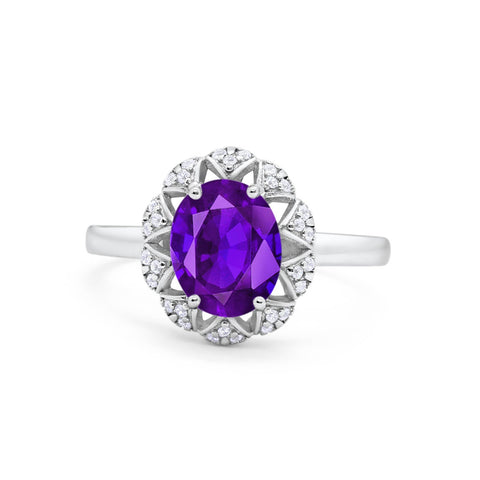 925 Sterling Silver Oval Art Round Cubic Zirconia Wedding Engagement Ring