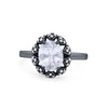 925 Sterling Silver Oval Art Round Cubic Zirconia Wedding Engagement Ring