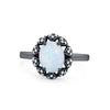 925 Sterling Silver Oval Art Round Cubic Zirconia Wedding Engagement Ring