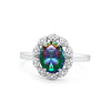 925 Sterling Silver Oval Art Round Cubic Zirconia Wedding Engagement Ring