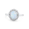 925 Sterling Silver Oval Art Round Cubic Zirconia Wedding Engagement Ring