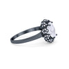 925 Sterling Silver Oval Art Round Cubic Zirconia Wedding Engagement Ring