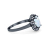 925 Sterling Silver Oval Art Round Cubic Zirconia Wedding Engagement Ring