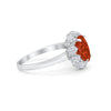 925 Sterling Silver Oval Art Round Cubic Zirconia Wedding Engagement Ring