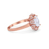 925 Sterling Silver Oval Art Round Cubic Zirconia Wedding Engagement Ring