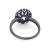 925 Sterling Silver Oval Art Round Cubic Zirconia Wedding Engagement Ring