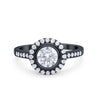 925 Sterling Silver Round Bezel Cubic Zirconia Wedding Engagement Ring