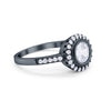 925 Sterling Silver Round Bezel Cubic Zirconia Wedding Engagement Ring