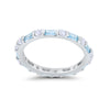 925 Sterling Silver Full Eternity Stackable Baguette Cubic Zirconia Wedding Band