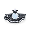 925 Sterling Silver Two Piece Claddagh Bridal Set Cubic Zirconia Heart Ring