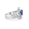 925 Sterling Silver Two Piece Claddagh Bridal Set Cubic Zirconia Heart Ring
