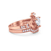 925 Sterling Silver Two Piece Claddagh Bridal Set Cubic Zirconia Heart Ring