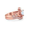 925 Sterling Silver Two Piece Claddagh Bridal Set Cubic Zirconia Heart Ring