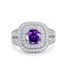 925 Sterling Silver Cubic Zirconia Double Split Shank Wedding Engagement Ring