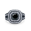 925 Sterling Silver Cubic Zirconia Double Split Shank Wedding Engagement Ring