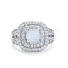 925 Sterling Silver Cubic Zirconia Double Split Shank Wedding Engagement Ring