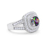 925 Sterling Silver Cubic Zirconia Double Split Shank Wedding Engagement Ring