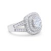 925 Sterling Silver Cubic Zirconia Double Split Shank Wedding Engagement Ring
