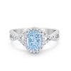 925 Sterling Silver Oval Cubic Zirconia Infinity Shank Art Deco Halo Ring