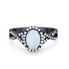 925 Sterling Silver Oval Cubic Zirconia Infinity Shank Art Deco Halo Ring