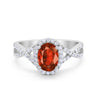 925 Sterling Silver Oval Cubic Zirconia Infinity Shank Art Deco Halo Ring