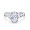 925 Sterling Silver Oval Cubic Zirconia Infinity Shank Art Deco Halo Ring