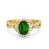 925 Sterling Silver Oval Cubic Zirconia Infinity Shank Art Deco Halo Ring