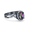 925 Sterling Silver Oval Cubic Zirconia Infinity Shank Art Deco Halo Ring