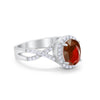925 Sterling Silver Oval Cubic Zirconia Infinity Shank Art Deco Halo Ring
