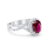925 Sterling Silver Oval Cubic Zirconia Infinity Shank Art Deco Halo Ring