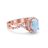 925 Sterling Silver Oval Cubic Zirconia Infinity Shank Art Deco Halo Ring
