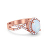 925 Sterling Silver Oval Cubic Zirconia Infinity Shank Art Deco Halo Ring