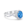 925 Sterling Silver Oval Cubic Zirconia Infinity Shank Art Deco Halo Ring