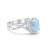 925 Sterling Silver Oval Cubic Zirconia Infinity Shank Art Deco Halo Ring