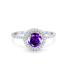 925 Sterling Silver Halo Art Deco Wedding Engagement Ring Round Cubic Zirconia