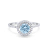 925 Sterling Silver Halo Art Deco Wedding Engagement Ring Round Cubic Zirconia