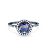 925 Sterling Silver Halo Art Deco Wedding Engagement Ring Round Cubic Zirconia