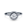925 Sterling Silver Halo Art Deco Wedding Engagement Ring Round Cubic Zirconia