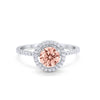 925 Sterling Silver Halo Art Deco Wedding Engagement Ring Round Cubic Zirconia