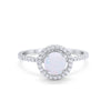 925 Sterling Silver Halo Art Deco Wedding Engagement Ring Round Cubic Zirconia