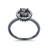 925 Sterling Silver Halo Art Deco Wedding Engagement Ring Round Cubic Zirconia
