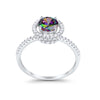 925 Sterling Silver Halo Art Deco Wedding Engagement Ring Round Cubic Zirconia