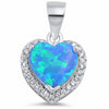 925 Sterling Silver Halo Heart Charm Round CZ Necklace Pendant