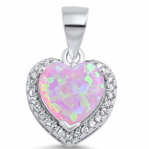925 Sterling Silver Halo Heart Charm Round CZ Necklace Pendant