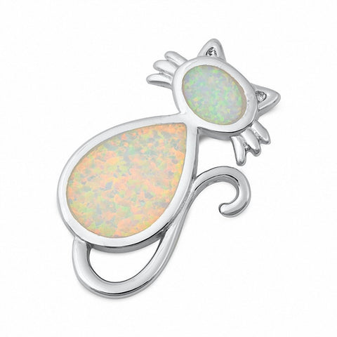 925 Sterling Silver Created Opal Necklace Pendant