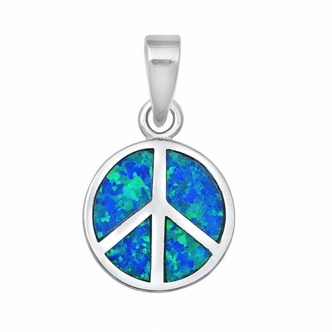 925 Sterling Silver Charm Simulated Stone Peace Pendant