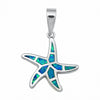 925 Sterling Silver Charm Simulated Stone Starfish Pendant